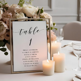 Tarjeta De Mesa Gráfico de asientos Boda de caligrafía moderna