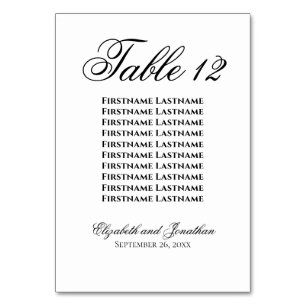Tarjeta De Mesa Gráfico de asientos Boda de elegancia simple