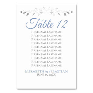 Tarjeta De Mesa Gráfico de asientos Bodas con elegancia azul y gri