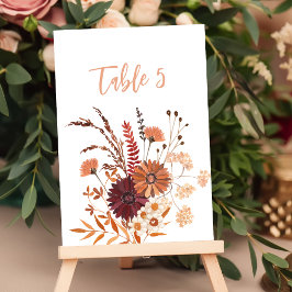 Tarjeta De Mesa Gráfico de asientos Boho otoño rojizo malva burgun