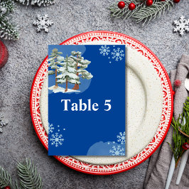 Tarjeta De Mesa Gráfico de asientos Bosque de invierno Copo de nie