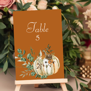 Tarjeta De Mesa Gráfico de asientos Cae Calabaza floral rugosa