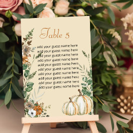 Tarjeta De Mesa Gráfico de asientos Cae Calabaza floral rugosa