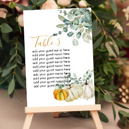 Tarjeta De Mesa Gráfico de asientos Cae Verde de calabaza rústica