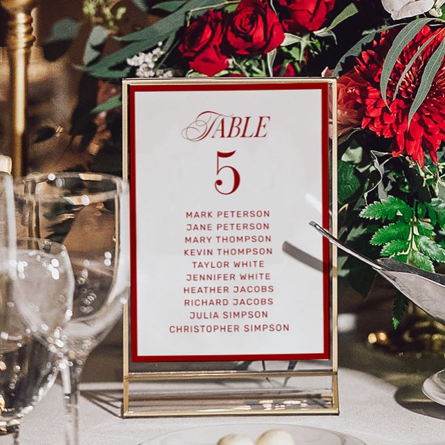 Tarjeta De Mesa Gráfico de asientos clásicos de Boda blanco rojo (Subido por el creador)