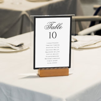 Tarjeta De Mesa Gráfico de asientos clásicos de Boda blanco y negr