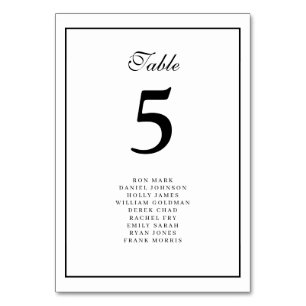 Tarjeta De Mesa gráfico de asientos con número de tabla de boda en