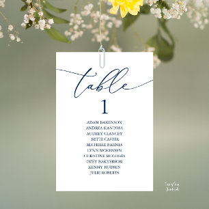 Tarjeta De Mesa Gráfico de Asientos de Boda Azul Marino Elegante