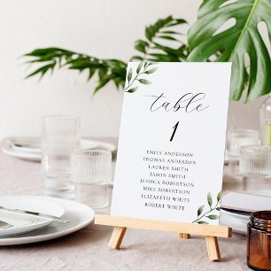 Tarjeta De Mesa Gráfico de Asientos de Boda con Follaje Elegante