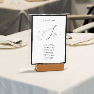 Tarjeta De Mesa Gráfico de Asientos de Boda con Letra Script y Bor