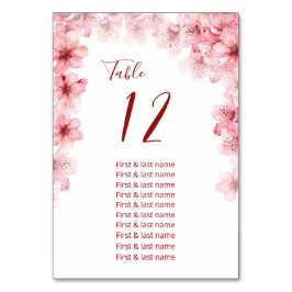 Tarjeta De Mesa Gráfico de Asientos de Boda de Flor de Cerezo