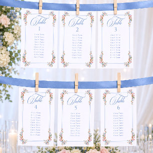 Tarjeta De Mesa Gráfico de Asientos de Boda de Flor Silvestre Azul