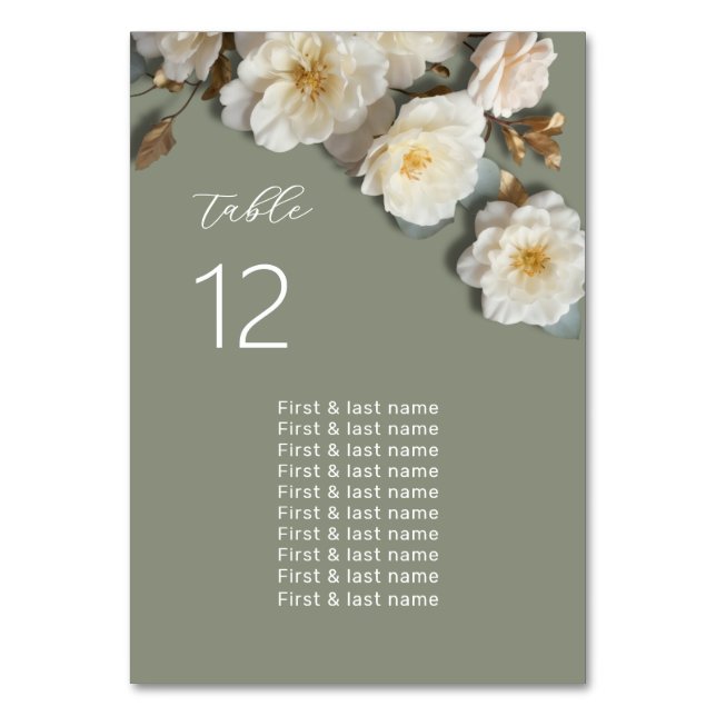 Tarjeta De Mesa Gráfico de Asientos de Boda de Flores 3D (Anverso)