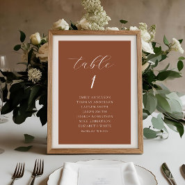Tarjeta De Mesa Gráfico de Asientos de Boda de Otoño en Terracota