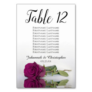 Tarjeta De Mesa Gráfico de Asientos de Boda Elegante Cassis o Rosa