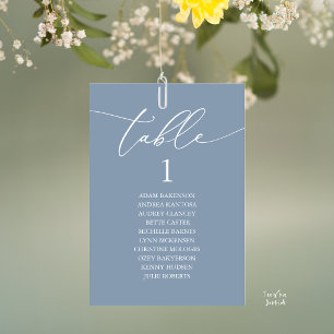 Tarjeta De Mesa Gráfico de Asientos de Boda Elegante Polvo Azul