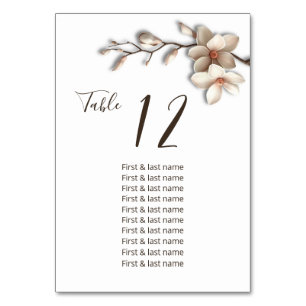 Tarjeta De Mesa Gráfico de Asientos de Boda Flores de Magnolia 3D