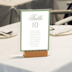 Tarjeta De Mesa Gráfico de Asientos de Boda Formal Clásico Verde S
