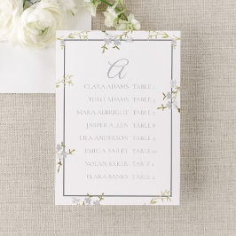 Tarjeta De Mesa Gráfico de Asientos de Boda Gris Floral Moderno