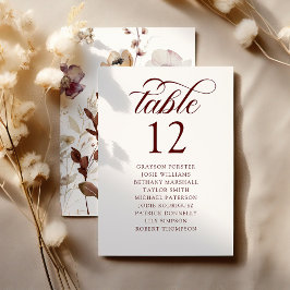 Tarjeta De Mesa Gráfico de Asientos de Flor Silvestre de Otoño Rús