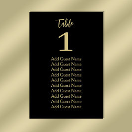 Tarjeta De Mesa Gráfico de asientos de número mínimo simple de tab