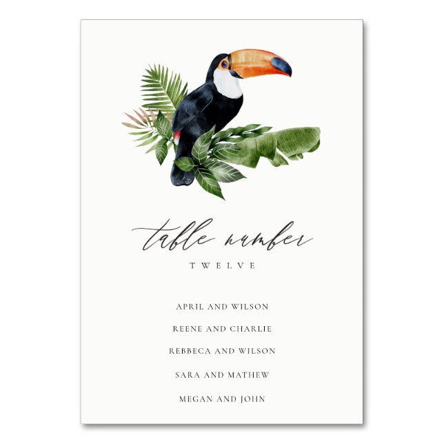 Tarjeta De Mesa Gráfico de asientos del Boda de la selva tropical  (Anverso)