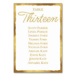 Tarjeta De Mesa Gráfico de asientos del borde dorado blanco de ele