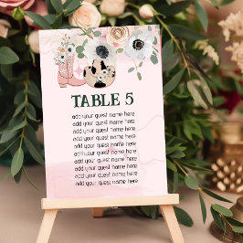 Tarjeta De Mesa Gráfico de asientos Gorra de Cowgirl Pink Boots