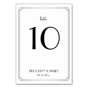 Tarjeta De Mesa Gran Gatsby Art Deco Plata Boda Números de tabla
