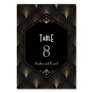 Tarjeta De Mesa Gran Gatsby Boda Art Deco Vintage Gold