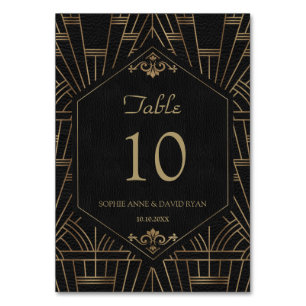 Tarjeta De Mesa Gran Gatsby de oro negro real