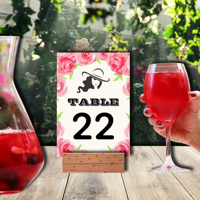 Tarjeta De Mesa Gran Gorra Rosas de acuarela Derby Fiesta (Subido por el creador)