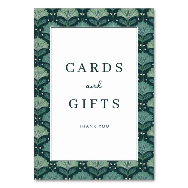 Tarjeta De Mesa Grateful Green Botanical Thank You Card (Anverso)