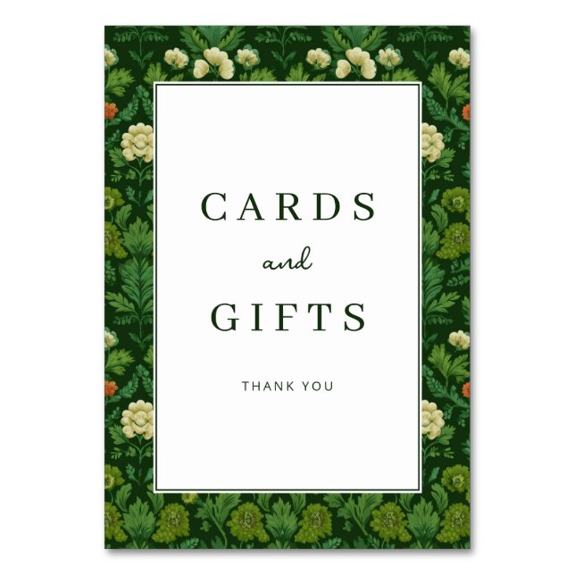 Tarjeta De Mesa Grateful Green Floral Border (Anverso)