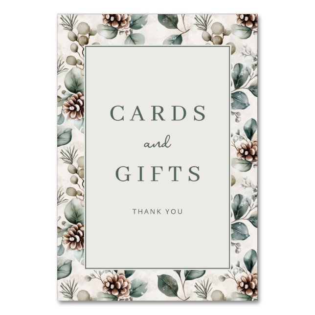 Tarjeta De Mesa Grateful Green Floral Border (Anverso)