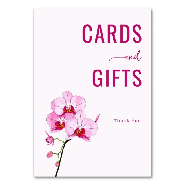 Tarjeta De Mesa Grateful Magenta Floral Orchid (Anverso)