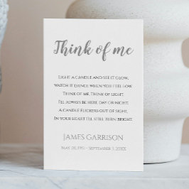 Tarjeta De Mesa Gray Think Of Me Celebration of Life Candle