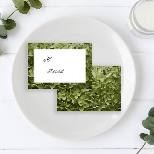 Tarjeta De Mesa Green Annabelle Hydrangea Boda Place Cards (Subido por el creador)