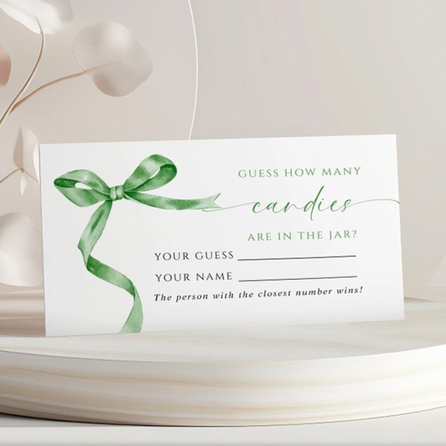 Tarjeta De Mesa Green Bow How Many Candies Shower Game card (Subido por el creador)
