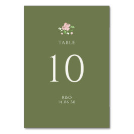 Tarjeta De Mesa Green | Chic Floral Rose Wedding Table Number Card