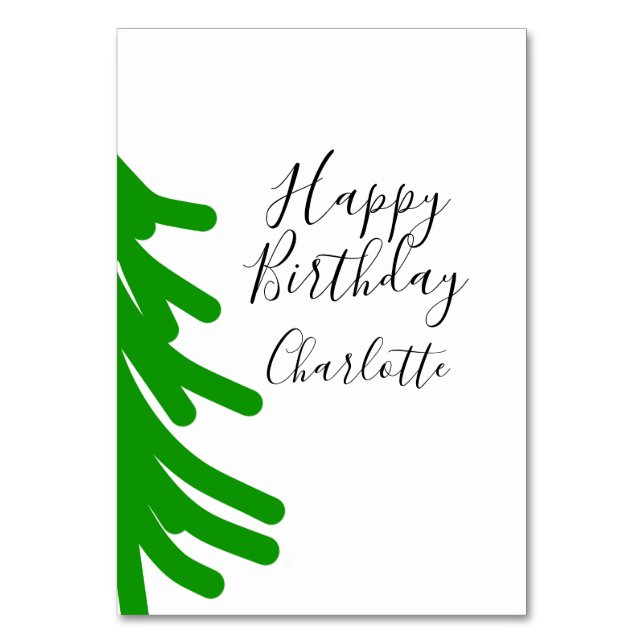 Tarjeta De Mesa Green Christmas tree happy birthday December winte (Anverso)