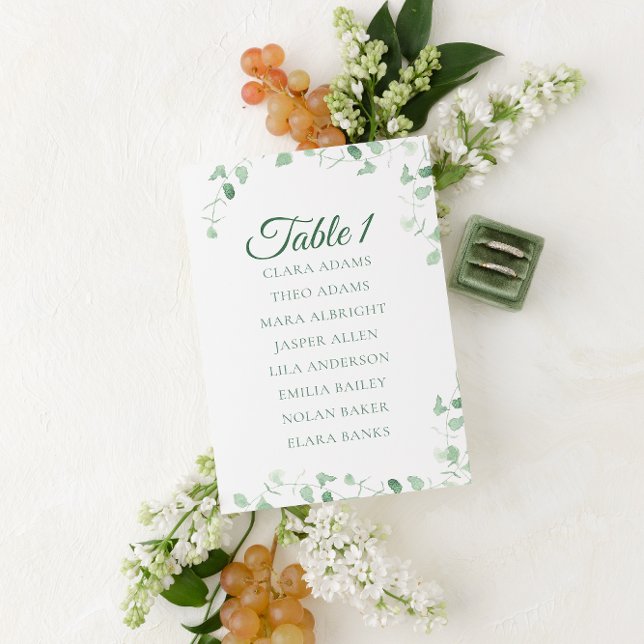 Tarjeta De Mesa Green Eucalyptus Wedding Seating Chart Card (Subido por el creador)
