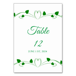 Tarjeta De Mesa Green Ivy Heart Vine Thunder_Cove