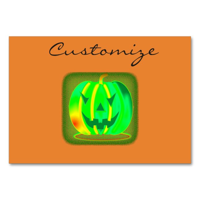 Tarjeta De Mesa Green Jack o'lantern Halloween Thunder_Cove (Anverso)