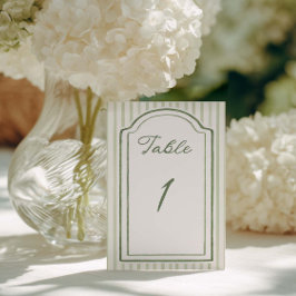 Tarjeta De Mesa Green Striped Wedding