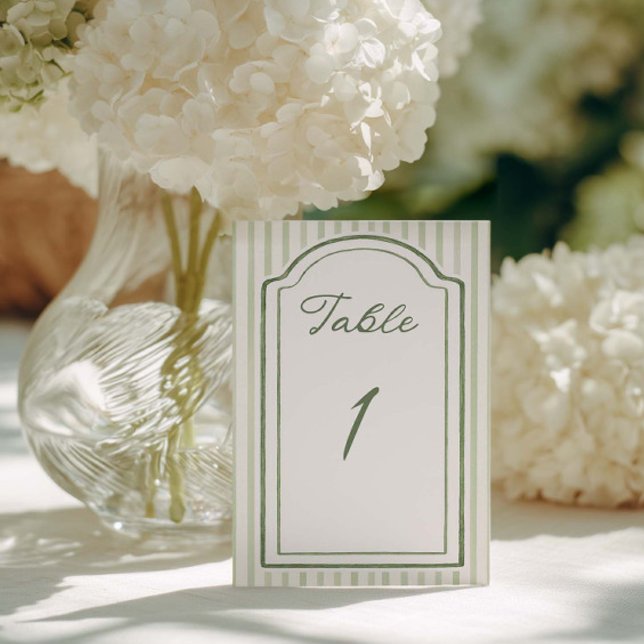 Tarjeta De Mesa Green Striped Wedding  (Subido por el creador)