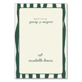 Tarjeta De Mesa Green Stripes Custom Guest Name Wedding Place Card
