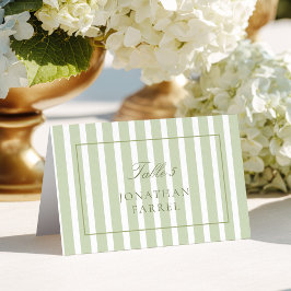 Tarjeta De Mesa Green Stripes Wedding Place Cards