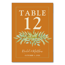 Tarjeta De Mesa Green Swag on Ochre Boda