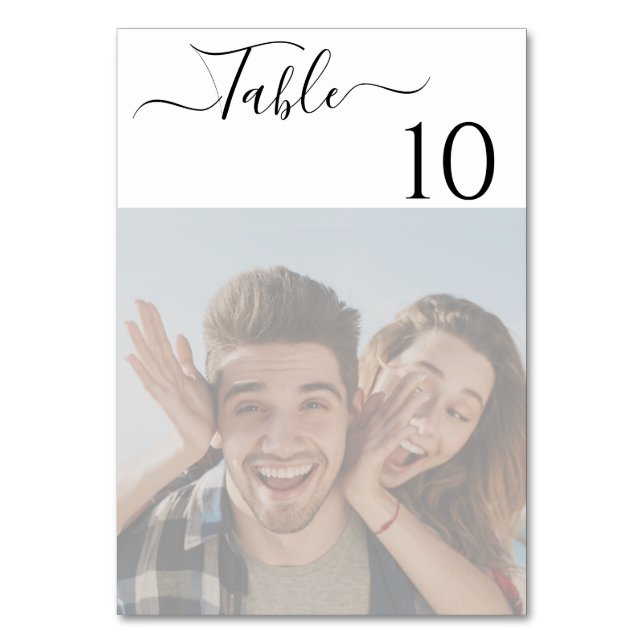 Tarjeta De Mesa Greeneration Elegant Script Photo Table Number (Anverso)
